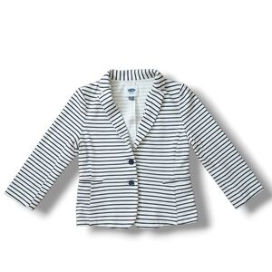 LIKE NEW Old Navy White & Black Stripe Knit Blazer, Size Small